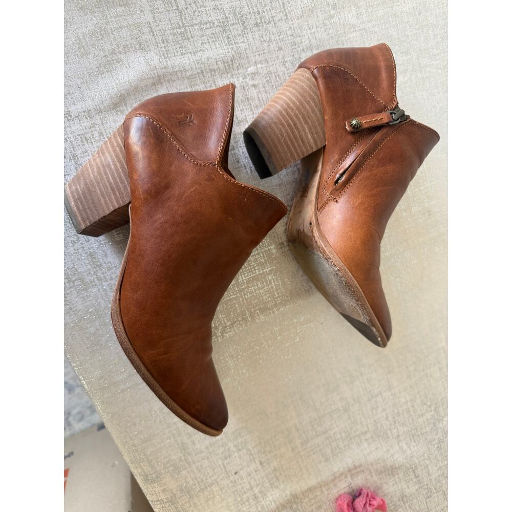 FRYE REED  SHOOTIE BROWN LEATHER BOOT - Picture 2 of 10